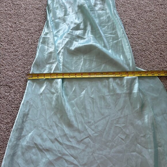 Vintage Jessica Lynn Seafoam Green Slip Dress S | Lace Appliqué | Cottagecore - Picture 12 of 15